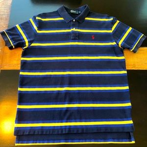 Vintage Iconic Classic fit mesh striped polo shirt by Ralph Lauren.
